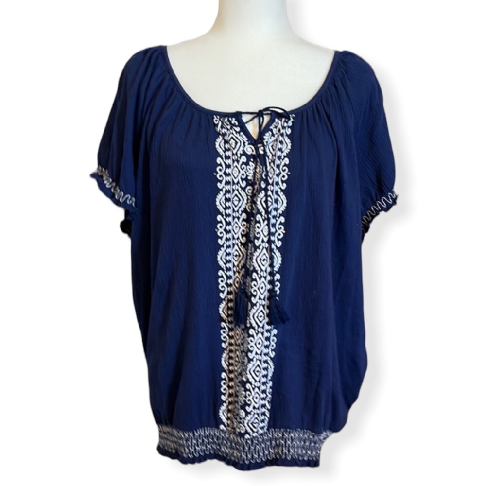 French Laundry blue boho top / size 3X